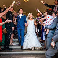 Hampshire Wedding Photographer - Confetti at Farnham Castle Wedding