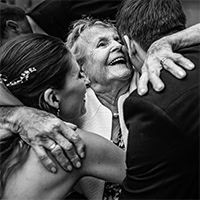 A Grandmothers Hug BW Photo